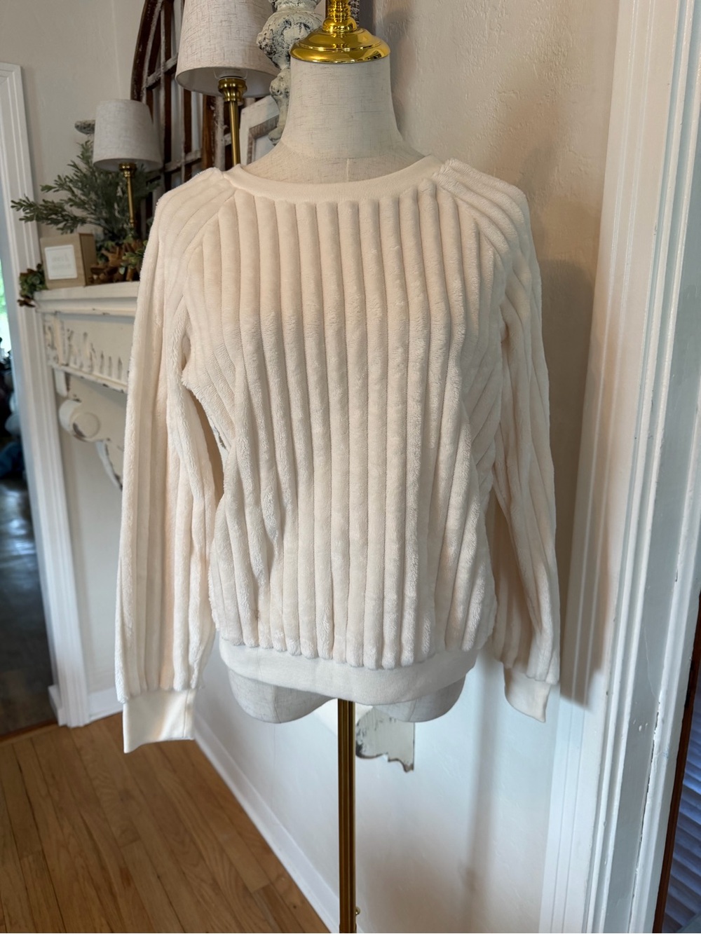 Cozy Ribbed Cream Women's Shirt